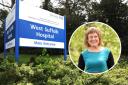 West Suffolk Hospital in Bury St Edmunds. Inset: Cllr Julia Wakelam
