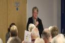 Therese Coffey speaking at the SEAS meeting at the Fromus centre in Saxmundham, at which she said she had been 'unleashed' to support community groups