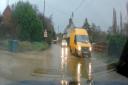 Main Road heading into Framlingham has flooded after heavy rainfall