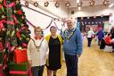 Mayor Nick Gowrley and his wife Heather with lunch organiser Michelle Frost (centre) in Stowmarket on Christmas Day.