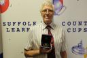 Peter Vardon with The FA 50-Year Service Award which he received in 2018. Picture: SUFFOLK FA