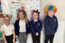 Pupils with wacky hairstyles for Red Nose Day