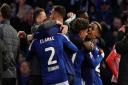 Ipswich Town players celebrate Jeremy Sarmiento's late winner against Southampton