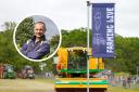 Brian Barker, inset, and the Farming Live display at the Suffolk Show