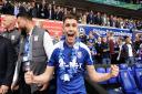 George Hirst celebrates after Ipswich Town secured promotion to the Premier League.