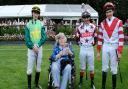Betty Veal with (L-R) Richard Kingscote, Andrea Atzeni and William Buick