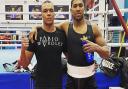 Ipswich's English heavyweight champion Fabio Wardley, left, after sparring with world champion Anthony Joshua in Sheffield Picture: FABIO WARDLEY