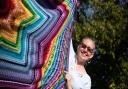 Amanda Langan has created a huge crochet blanket for a raffle.