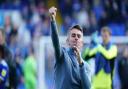 Ipswich Town manager Kieran McKenna punches the air in celebration after his side had secured a 1-0 victory over Plymouth.