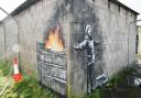 Banksy's Season's Greetings appeared on the outside of a steelworker's private garage in Taibach, Port Talbot on December 19 2018