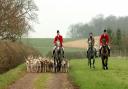 The horses and hounds arrive at Thurlow's Boxing Day Hunt in 2006