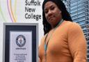 Andrea Thompson, an apprenticeship advisor at Suffolk New College, has set a Guinness World Record for a log lift