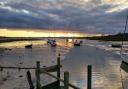 Sunset at Holbrook Creek - a film crew has been shooting scenes for a drama at a property in the village Picture: SIMON PAGE