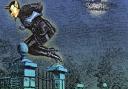 Spring-heeled jack leaps over a gate