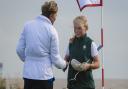 Suffolk�s Amanda Norman congratulates 14-year-old Mia Eames-Smith after their match at Felixstowe Ferry.  Picture: LEADERBOARD PHOTOGRAPHY.