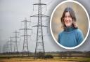Rosie Pearson (inset) from Essex Suffolk Norfolk pylons has criticised the Government's offer of cash for homeowners affected by new pylons