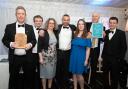 From left: John Morrell, Jake Lawrence, Diane Mitchell, Colin Howe, Leah Bridges and David Scott from The Crown and Castle with Nathan Doe (sponsor - John Doe Carpets & Furniture)