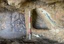 A Roman mosaic has been found buried under a pavement outside a vape shop