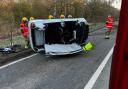 A person had to be rescued from a car after a crash in west Suffolk