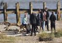 Ed Sheeran on set for a music video in Lowestoft