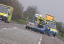 The A146 is blocked in both directions after a crash between Beccles and Lowestoft