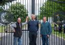 Suffolk Show president and director at the newly installed coronation gate.