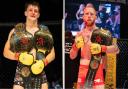 Tommy Brunning, left, and Ollie Sarwa both won titles at Cage Warriors Academy South East 32 in Colchester