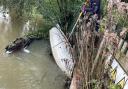 A capsized boat was retrieved from Letheringham Mill