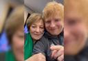 Ed Sheeran and Delia Smith put their team rivalry aside after the Ipswich v Norwich match