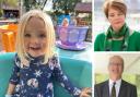 Three-year-old Annie is still waiting for suitable education. Right: Suffolk council's chief executive Nicola Beach and leader Matthew Hicks