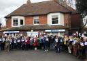 Protestors gathered outside the Leiston branch of Barclays earlier this month