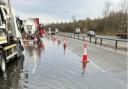Parts of the A14 near Newmarket have remained closed after the area remains flooded.