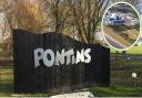 Pontins Pakefield Holiday Village in Lowestoft. Inset: The Sizewell C site. Picture: Newsquest/Mike Page