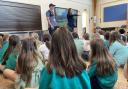 Ipswich Town assistant manager Martyn Pert spoke to children at Melton Primary School about the importance of perseverance