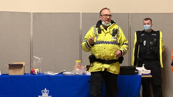 East Anglian Daily Times: Michael Small, community engagement officer at Suffolk police, giving a briefing to Ipswich Borough Council, St John's Ambulance, Suffolk police, town pastors and Ipswich nightclubs. East Anglian Daily Times: Michael Small, community engagement officer at Suffolk police, giving a briefing to Ipswich Borough Council, St John's Ambulance, Suffolk police, town pastors and Ipswich nightclubs.