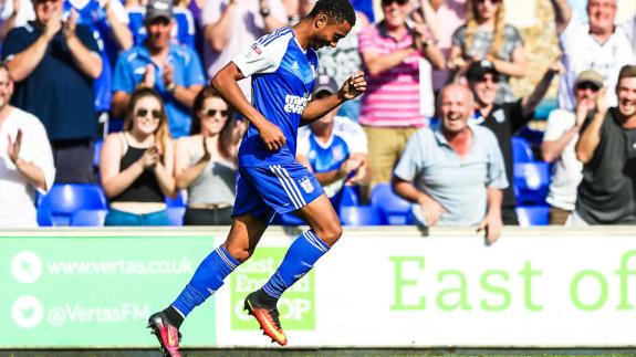 East Anglian Daily Times: Town fans celebrate after Grant Ward's hat-trick in the Ipswich Town v Barnsley (Championship) match at Portman Road, Ipswich, on 06 August 2016. Picture: Steve Waller www.stephenwaller.com East Anglian Daily Times: Town fans celebrate after Grant Ward's hat-trick in the Ipswich Town v Barnsley (Championship) match at Portman Road, Ipswich, on 06 August 2016. Picture: Steve Waller www.stephenwaller.com
