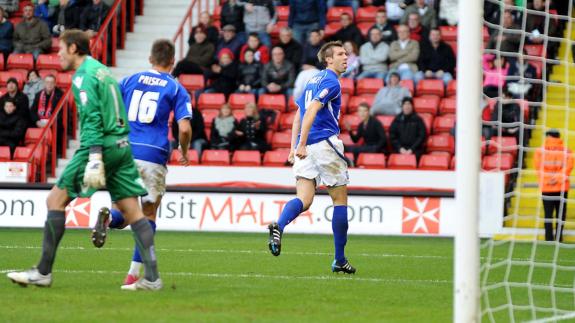 East Anglian Daily Times: Gareth McAuley celebrates his first half goal at Bramall Lane on this day in 2010 East Anglian Daily Times: Gareth McAuley celebrates his first half goal at Bramall Lane on this day in 2010