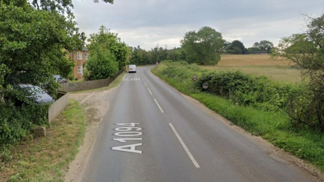 A1094 blocked in Snape Watering near Sternfield after crash 