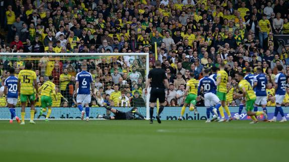 East Anglian Daily Times: The Canaries opened the scoring in the first half of the game East Anglian Daily Times: The Canaries opened the scoring in the first half of the game