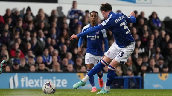East Anglian Daily Times: Nathan Broadhead had three chances to score in the first half East Anglian Daily Times: Nathan Broadhead had three chances to score in the first half