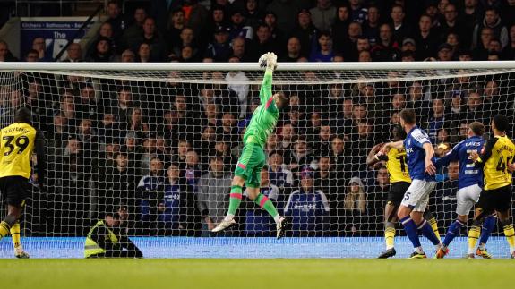 East Anglian Daily Times: Vaclav Hladky clawed away a late, late effort which would have won the game for Watford East Anglian Daily Times: Vaclav Hladky clawed away a late, late effort which would have won the game for Watford