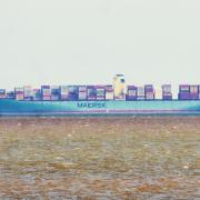 The Danish registered container ship Eleonora Maersk has anchored off the Suffolk coast.