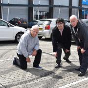 Members of pressure group Residents Against Noise and Speed (RANS) highlight the tyre tracks and anti-social behaviour from motorists at Gateway Retail Park in Lowestoft.