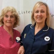 Marion Rolph (left) has been recognised for 48 years of service to the NHS. She is pictured here with neonatal unit manager Karen Ranson.