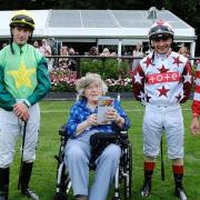 Betty Veal with (L-R) Richard Kingscote, Andrea Atzeni and William Buick