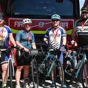 (L-R) Laura Read, Jasmine Mallett, Sean Marner and John Bissell have completed the charity bicycle ride for Suffolk Fire and Rescue