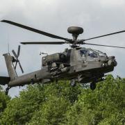 An Apache from Wattisham Flying Station, pictured here arriving at the Suffolk Show in 2019