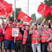 Felixstowe docks workers protest outside the gates over pay