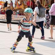 Tom rollerskating. Summer festival on the Ipswich waterfront 2022.