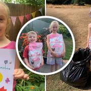 Siblings from Bury St Edmunds decided to put their summer holidays to good use by cleaning up their home town while raising money for a hedgehog hospital.